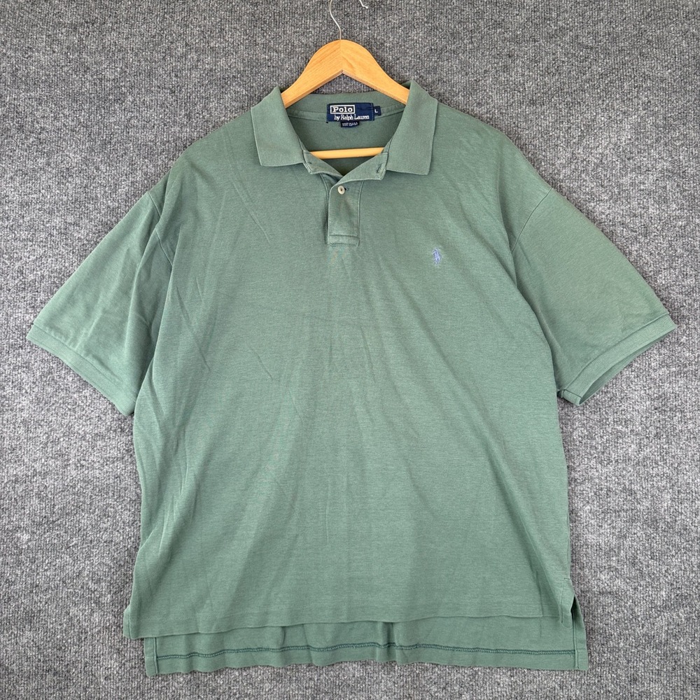 Vintage 80s Polo Ralph Lauren Polo Shirt Mens L Sage Green Pony Made in USA